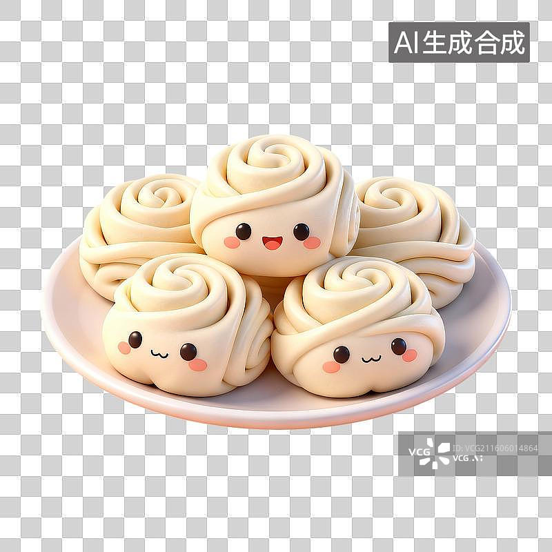 【AI数字艺术】一盘花卷 食品插画 主食系列插画图片素材