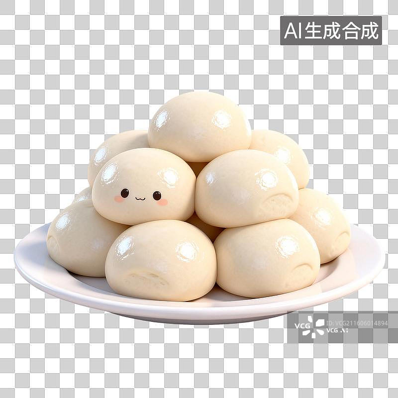 【AI数字艺术】一盘馒头 食品插画 主食系列插画图片素材