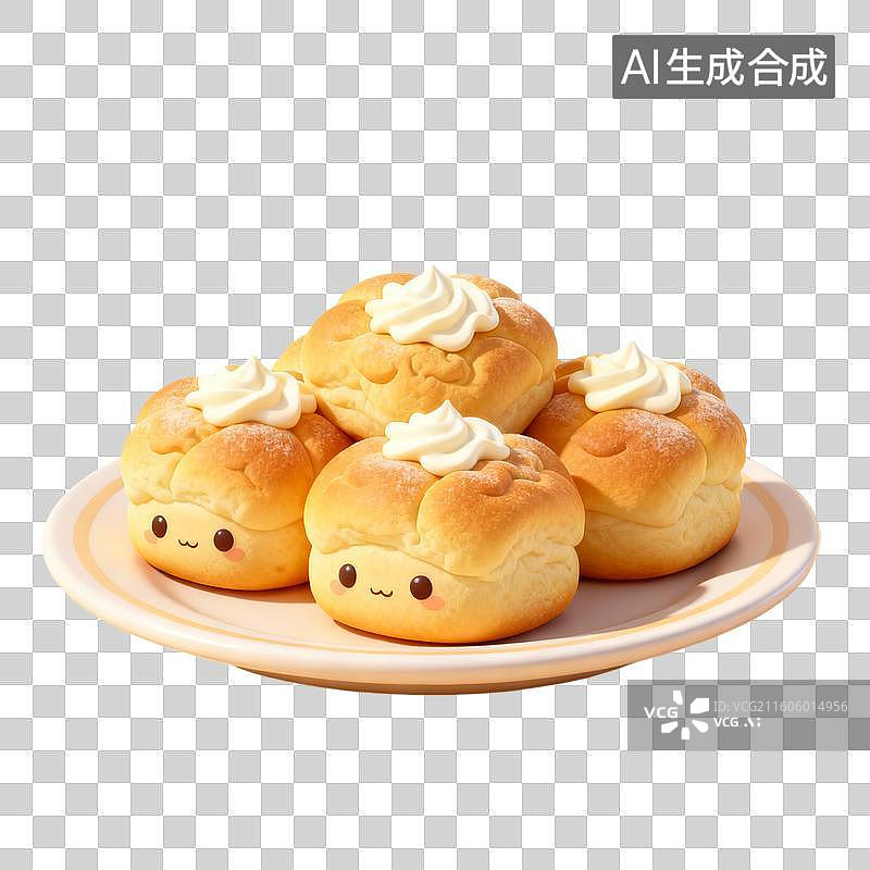 【AI数字艺术】一盘面包 食品插画 主食系列插画图片素材