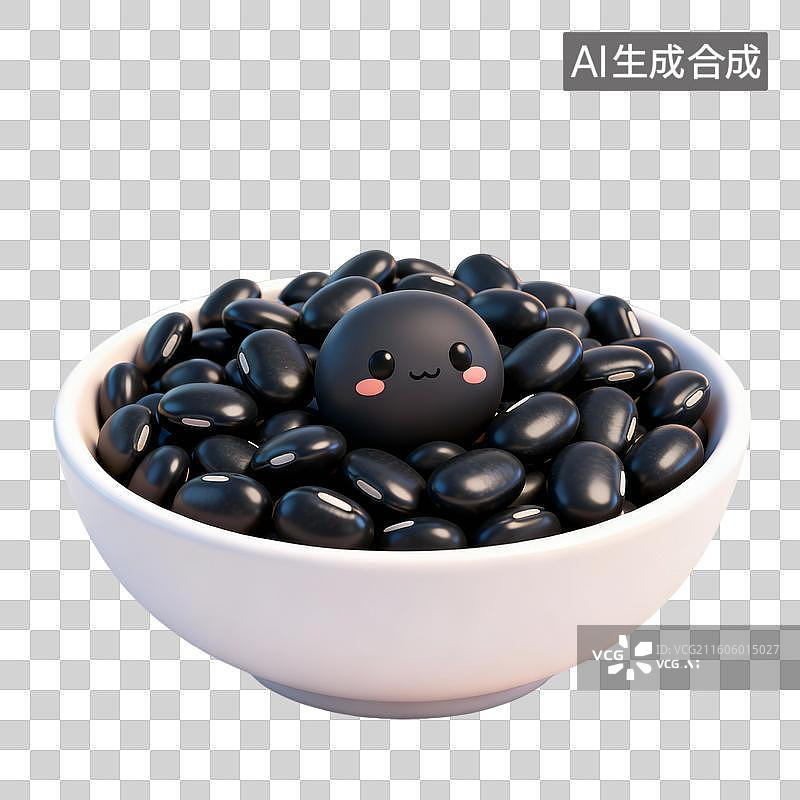 【AI数字艺术】一碗黑豆 食品插画 主食系列插画图片素材