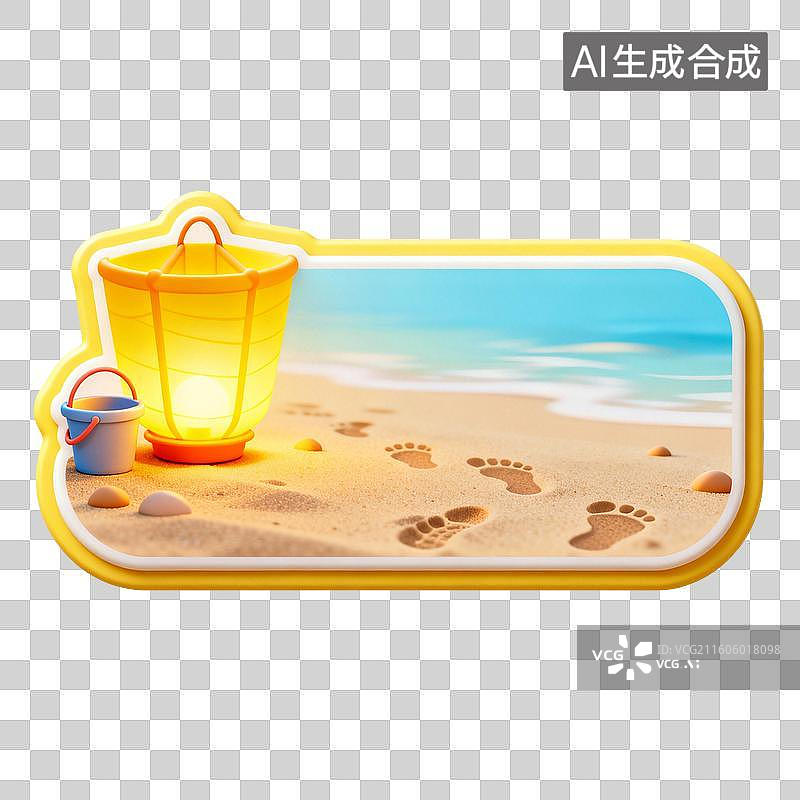 【AI数字艺术】海滩主题卡通装饰边框图片素材