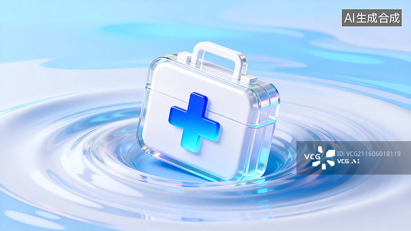 【AI数字艺术】水面上的急救箱图片素材