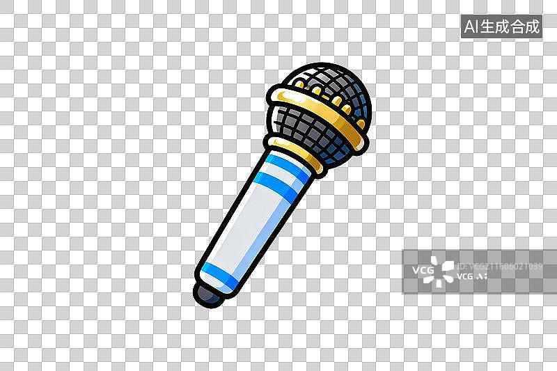 【AI数字艺术】卡通风格，一支话筒PNG格式的免扣元素图片素材