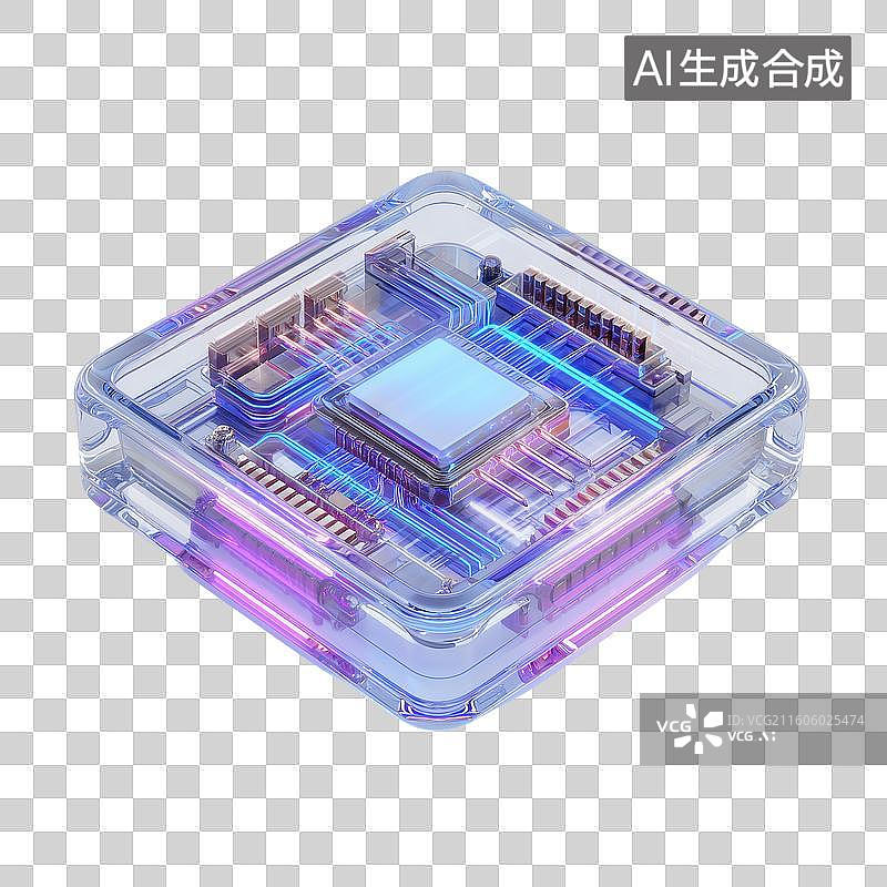 【AI数字艺术】等距AI芯片图片素材