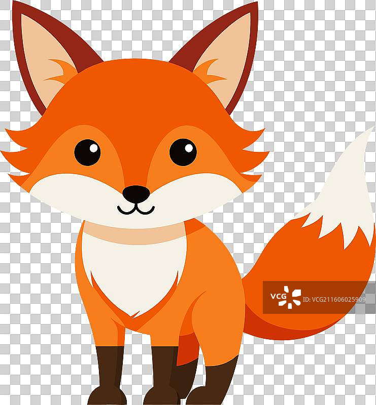 达尔文狐狸，可爱插画风图片素材