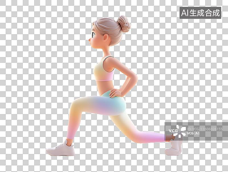 【AI数字艺术】侧弓步3d人物图片素材