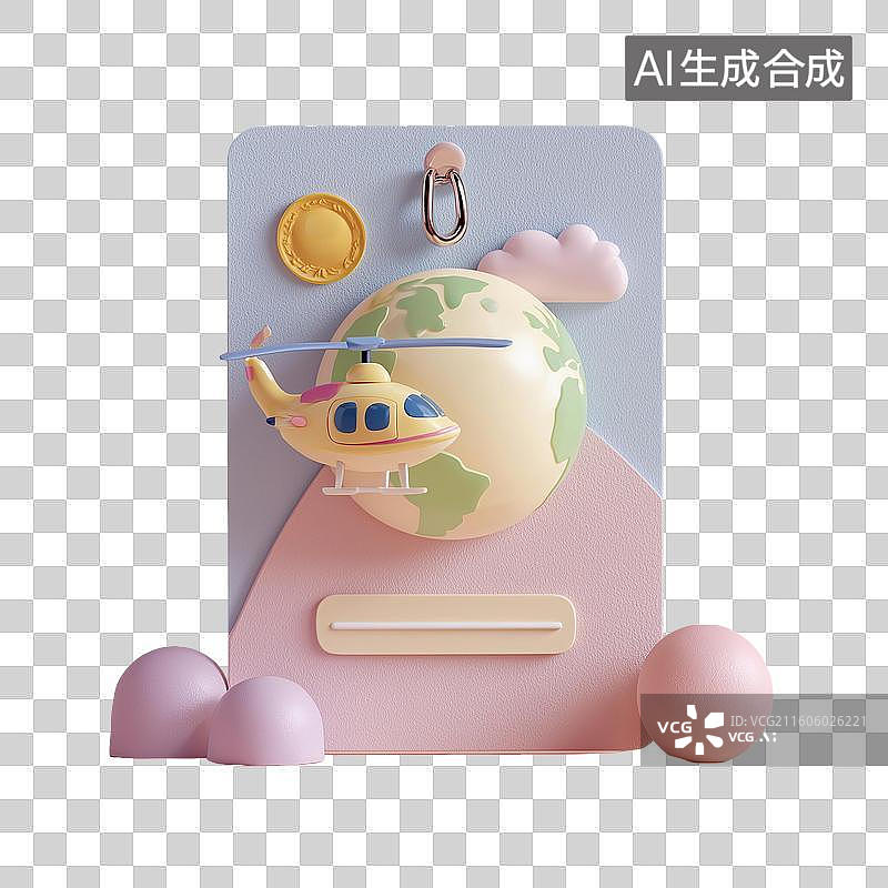 【AI数字艺术】淡彩旅行证件图片素材