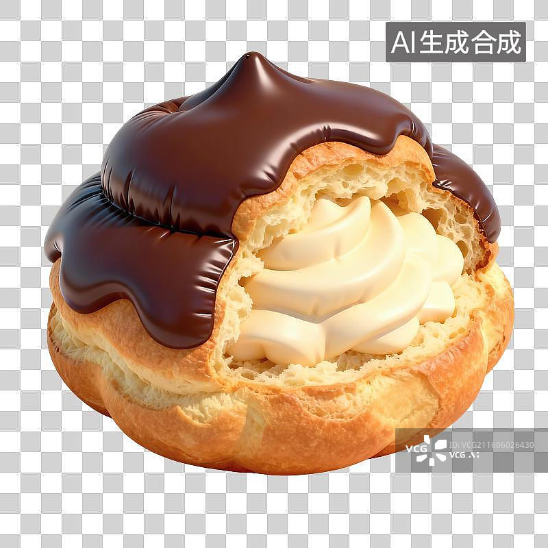 【AI数字艺术】巧克力酱泡芙食物插画图片素材