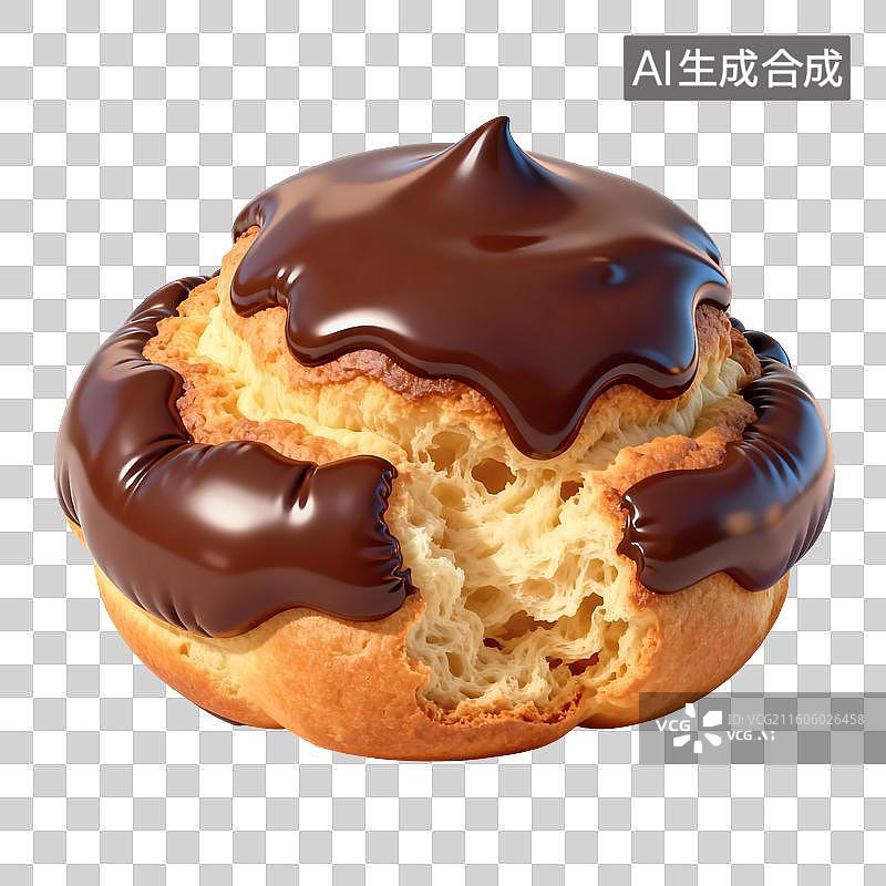 【AI数字艺术】巧克力酱泡芙食物插画图片素材