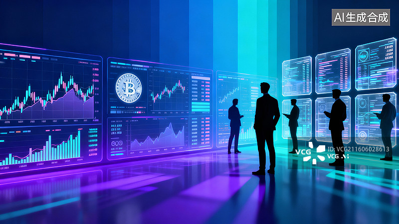 【AI数字艺术】商务人士与金融数据展示图片素材