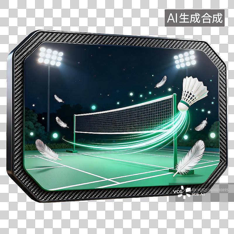 【AI数字艺术】夜晚灯光下的羽毛球运动场景图片素材