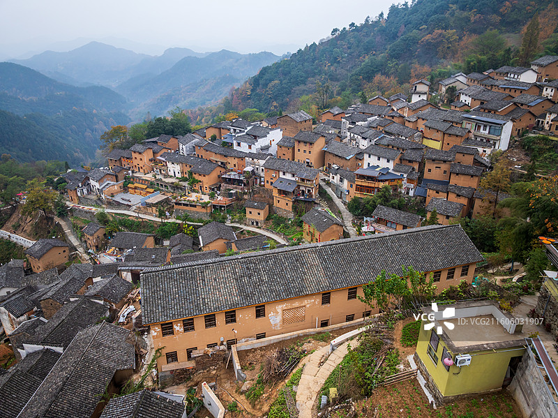 安徽黄山歙县阳产土楼秋天图片素材