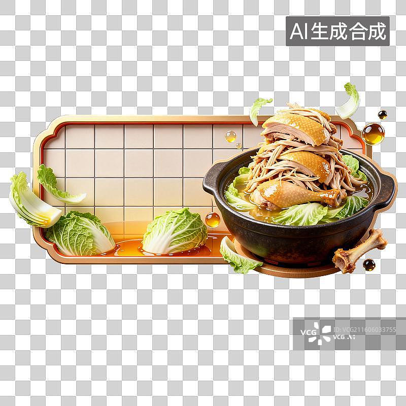【AI数字艺术】砂锅鸭肉白菜汤美食展示图片素材