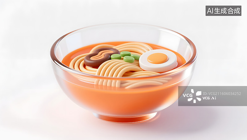 【AI数字艺术】极简卡通风格拉面美食插画图片素材