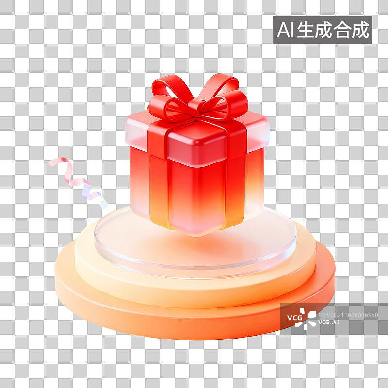 【AI数字艺术】卡通3d惊喜礼物礼盒蝴蝶结磨砂UI图标图片素材