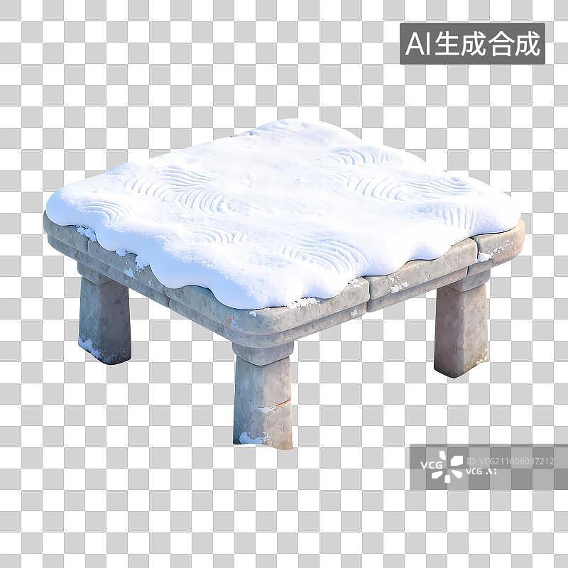 【AI数字艺术】积雪的方形石桌3D卡通立体C4D渲染插画元素图片素材