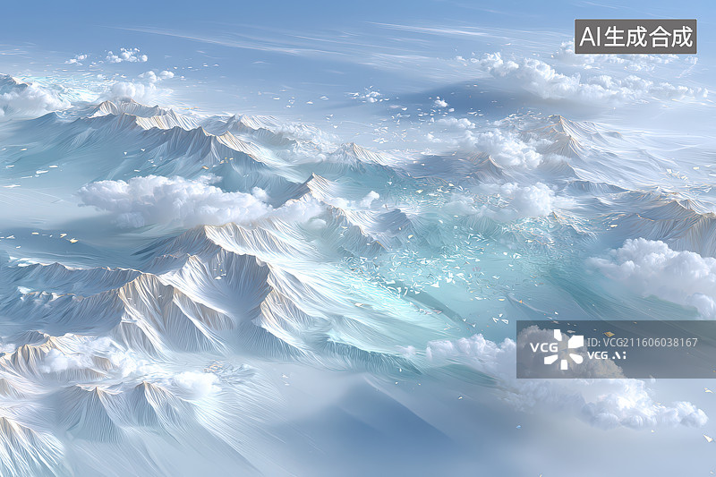 【AI数字艺术】雪山景观插画图片素材