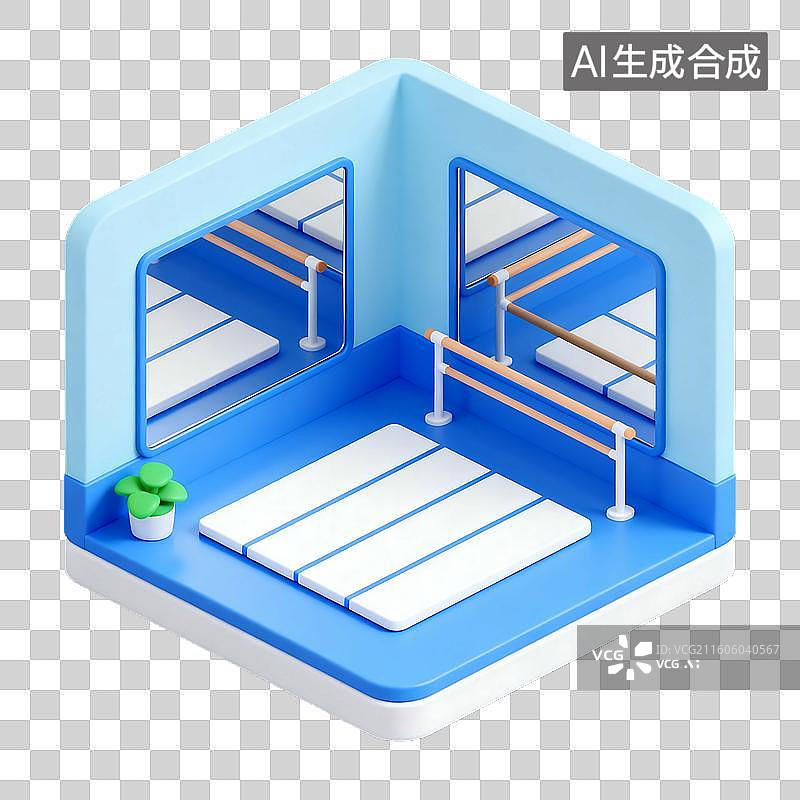 【AI数字艺术】3D轻拟物风格可爱校园场景元素建模图片素材
