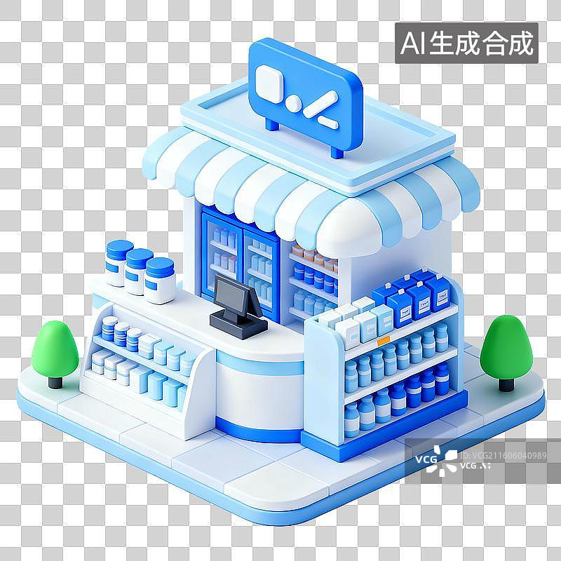 【AI数字艺术】3D轻拟物风格可爱校园场景元素建模图片素材