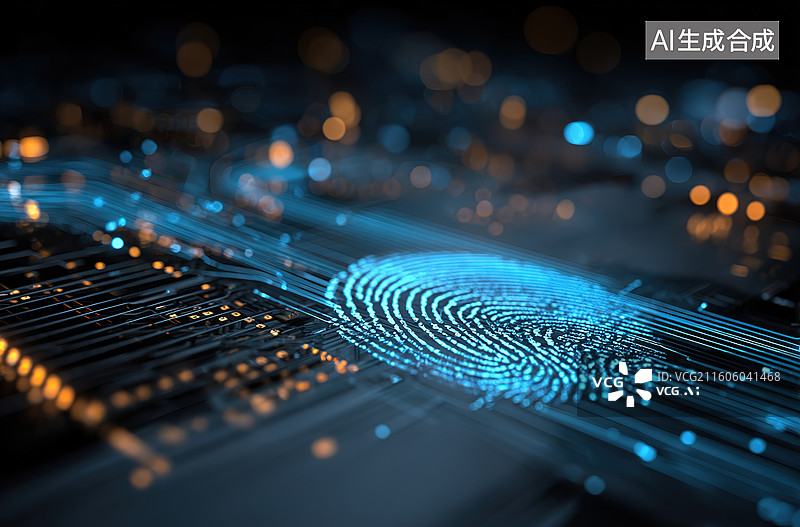 【AI数字艺术】指纹识别电路板特写图片素材