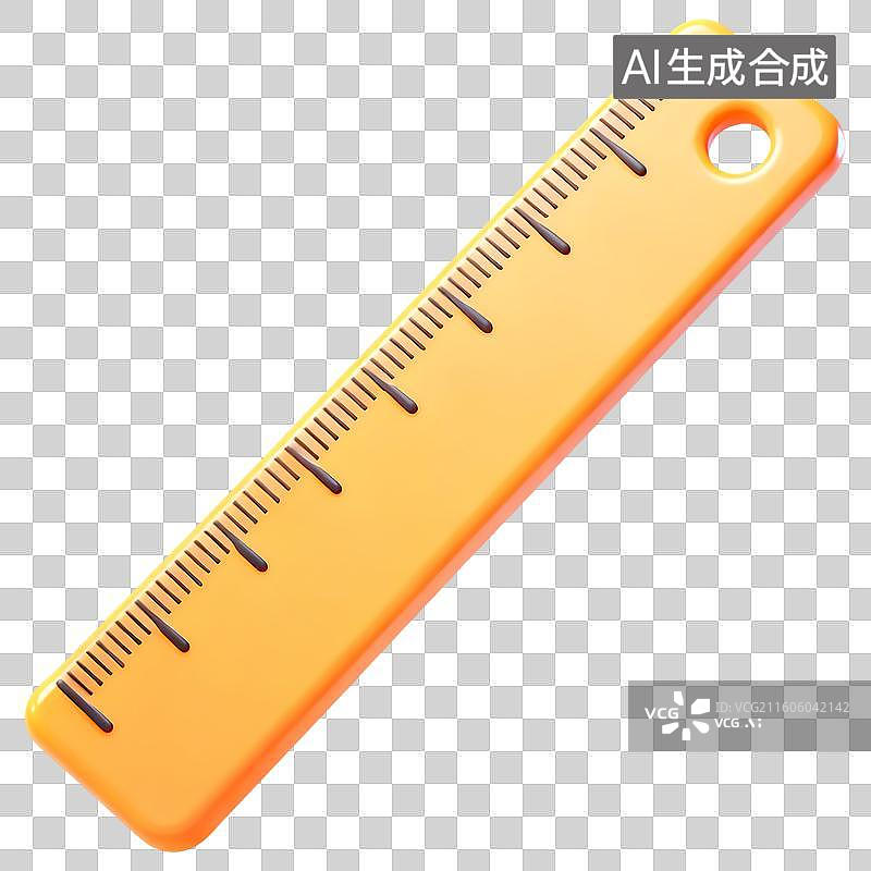 【AI数字艺术】黄色直尺3D卡通立体C4D渲染质感插画元素图片素材