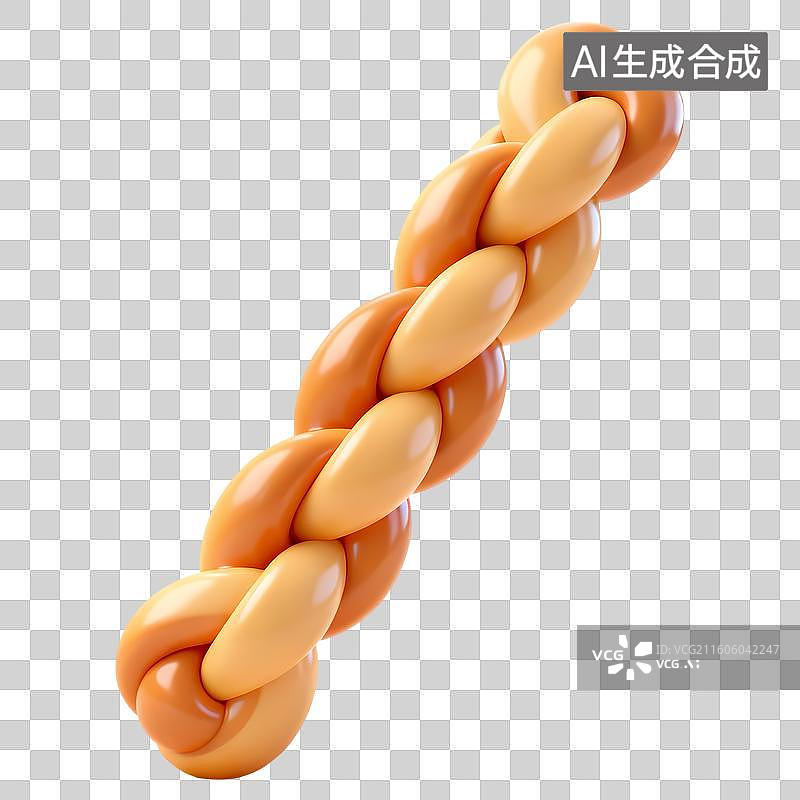 【AI数字艺术】一根大麻花3D卡通立体C4D渲染质感插画元素图片素材