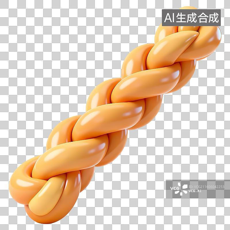 【AI数字艺术】一根大麻花3D卡通立体C4D渲染质感插画元素图片素材