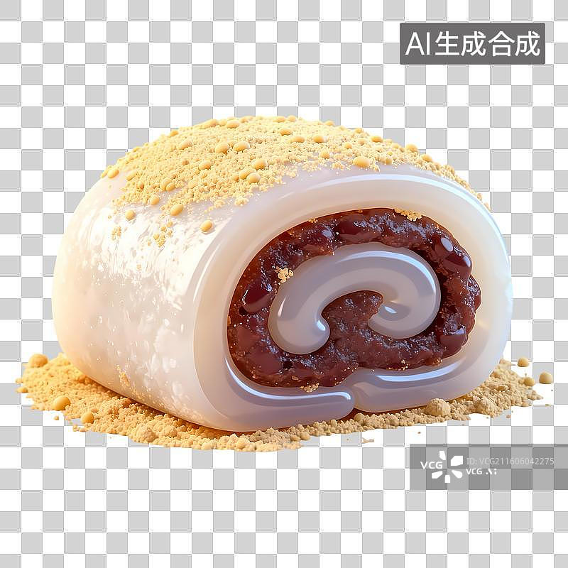 【AI数字艺术】一块驴打滚3D卡通立体C4D渲染质感插画元素图片素材