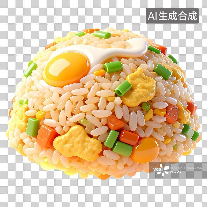 【AI数字艺术】一碗蛋炒饭鸡蛋盖饭3D卡通立体C4D渲染质感插画元素图片素材