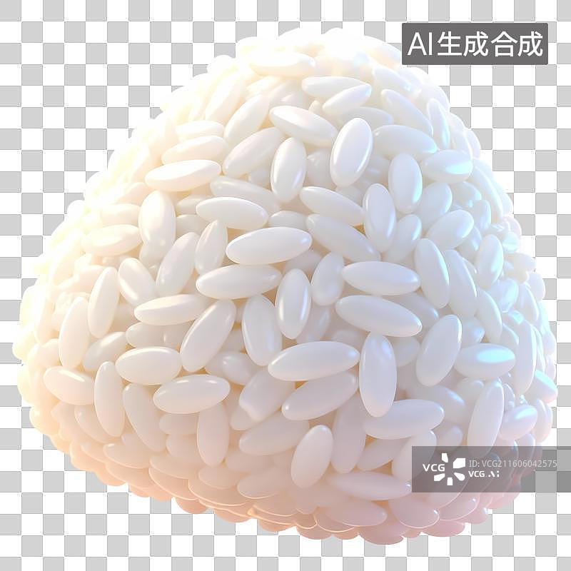 【AI数字艺术】清透干净大米饭团子3D卡通立体C4D渲染质感插画元素图片素材