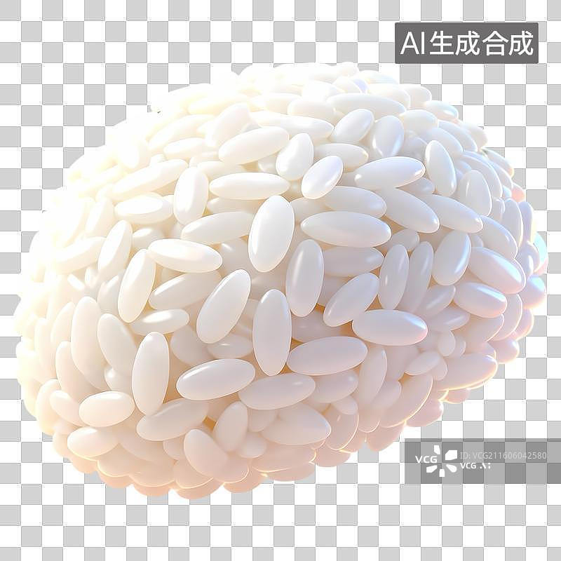 【AI数字艺术】清透干净大米饭团子3D卡通立体C4D渲染质感插画元素图片素材