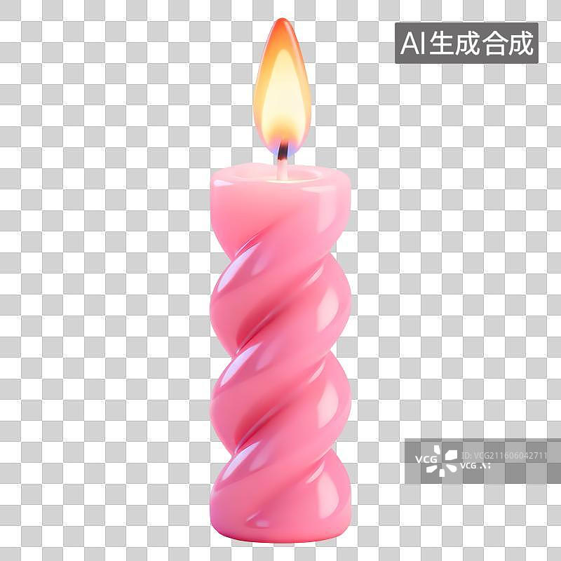 【AI数字艺术】一支螺旋彩色蜡烛3D卡通立体C4D渲染质感插画元素图片素材