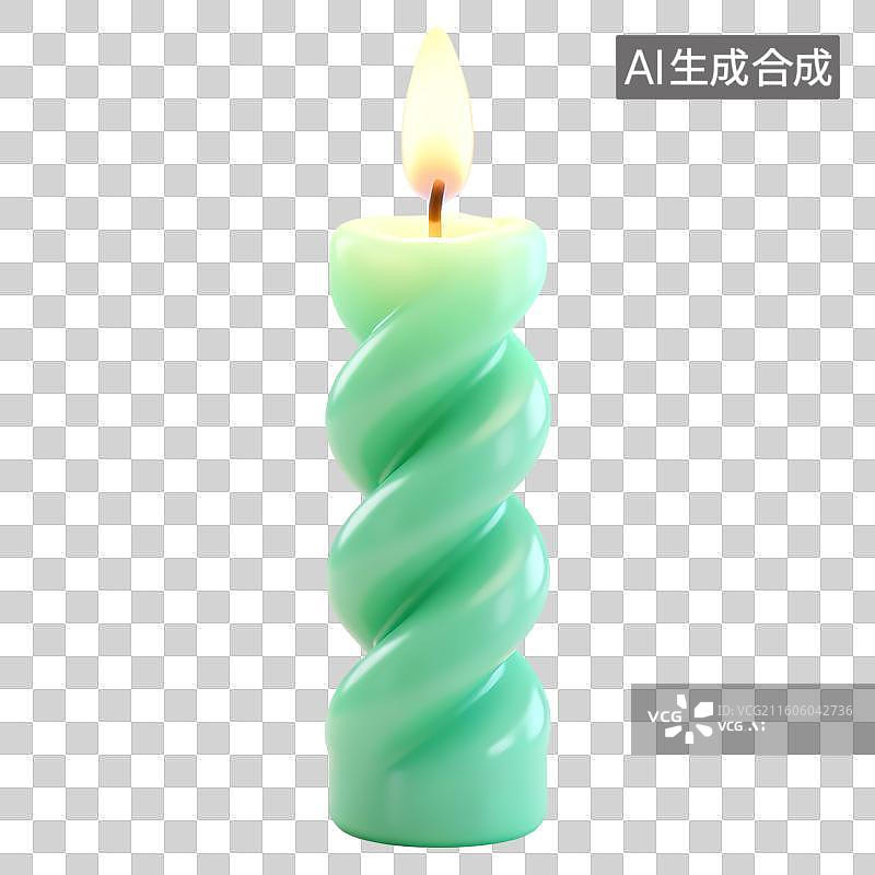 【AI数字艺术】一支螺旋彩色蜡烛3D卡通立体C4D渲染质感插画元素图片素材