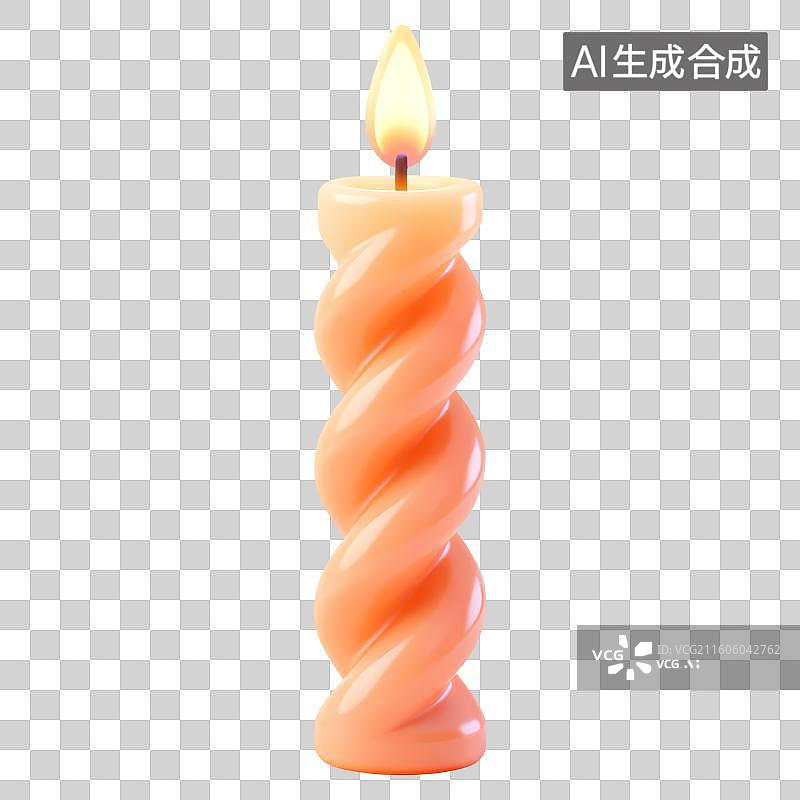 【AI数字艺术】一支螺旋彩色蜡烛3D卡通立体C4D渲染质感插画元素图片素材