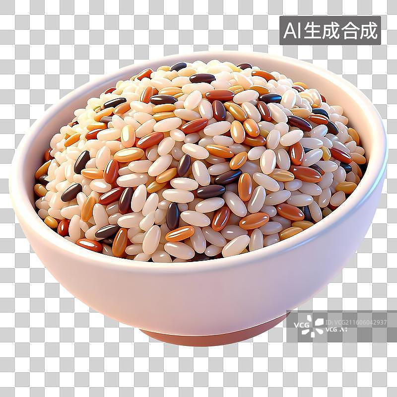 【AI数字艺术】一碗杂粮饭3D卡通立体C4D渲染质感插画元素图片素材