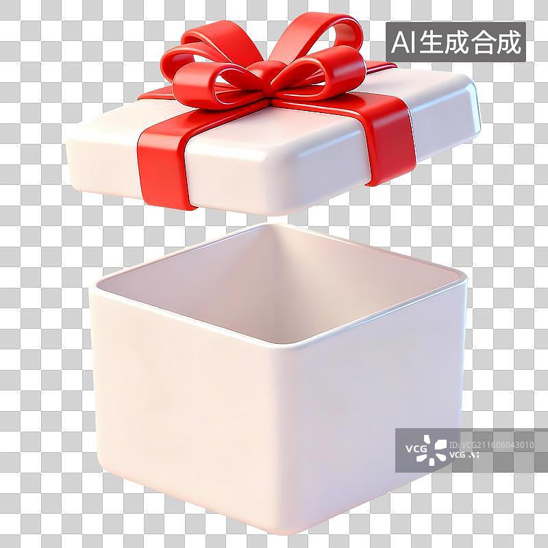 【AI数字艺术】一个打开的礼盒3D卡通立体C4D渲染质感插画元素图片素材