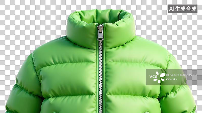【AI数字艺术】绿色羽绒服特写图片素材
