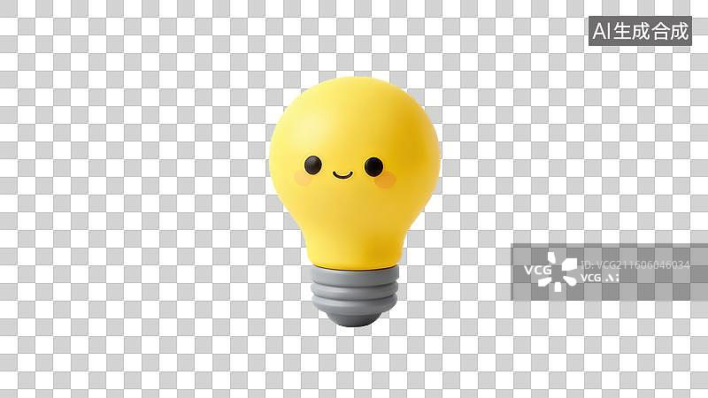 【AI数字艺术】黄色笑脸灯泡图片素材