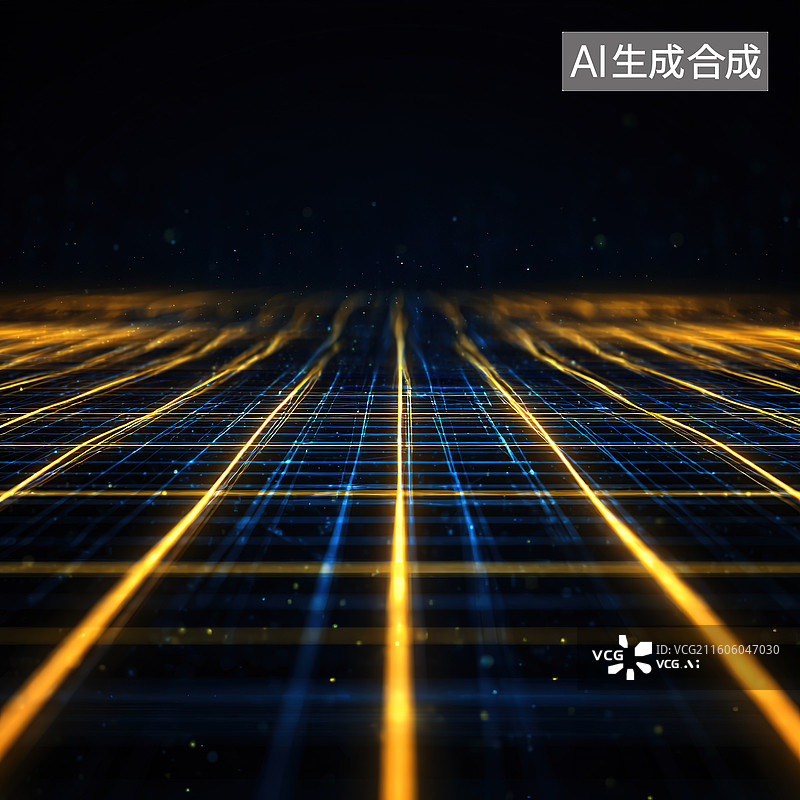 【AI数字艺术】发光网格线条科技背景图片素材