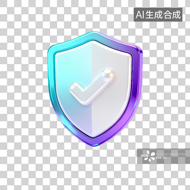 【AI数字艺术】带对勾的安全防护盾牌图片素材
