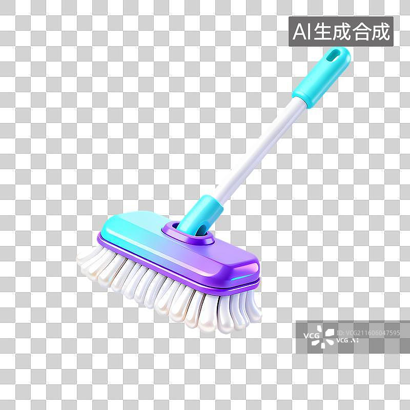 【AI数字艺术】彩色长柄清洁刷图片素材