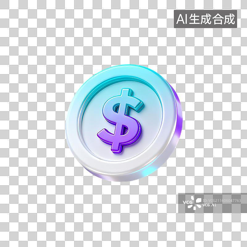 【AI数字艺术】三维渲染美元符号硬币图片素材