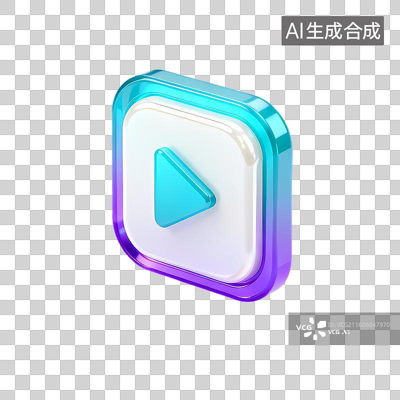 【AI数字艺术】多彩播放按钮图标图片素材
