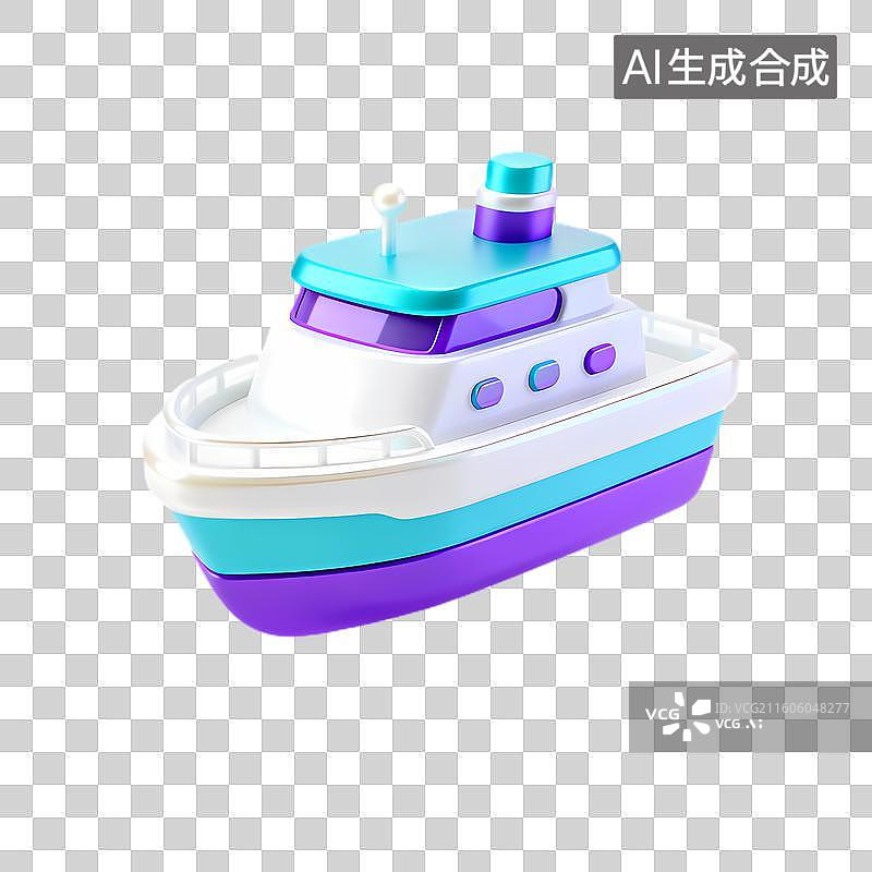 【AI数字艺术】色彩鲜艳的儿童玩具船图片素材