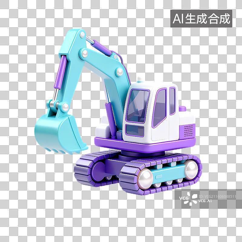 【AI数字艺术】色彩鲜艳的玩具挖掘机3D渲染图片素材