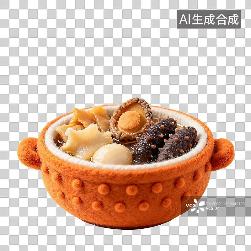 【AI数字艺术】可爱温馨毛毡风格年夜饭美食元素图片素材