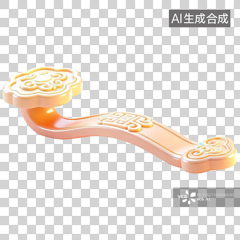 【AI数字艺术】一只玉如意3D卡通立体C4D渲染质感插画元素图片素材