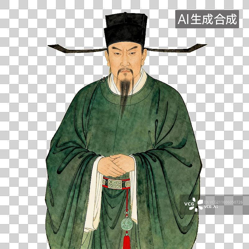 【AI数字艺术】3D 中国古代文人长袍官帽免抠设计素材图片素材