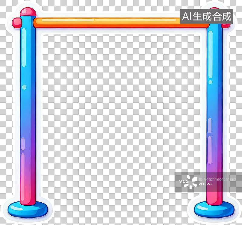 【AI数字艺术】2D扁平插画贴纸风格健身足球场双杠运动锻炼器材插画元素免抠图形图片素材
