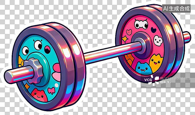 【AI数字艺术】2D扁平插画贴纸风格健身足球场双杠运动锻炼器材插画元素免抠图形图片素材